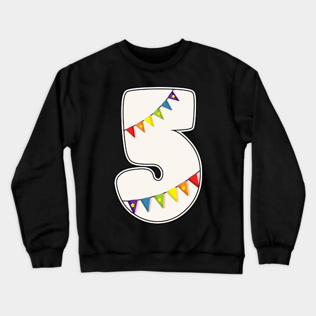 5th Birthday 5 Years old Number Birthday Girl Crewneck Sweatshirt by Anassein.os